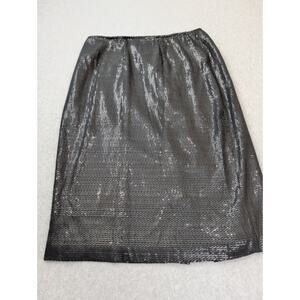 Lafayette 148 NY Sequin Pencil Silk Black Skirt 10 Lined Special Event Party